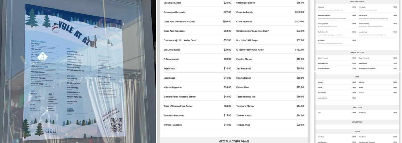 Azul Rooftop Menu