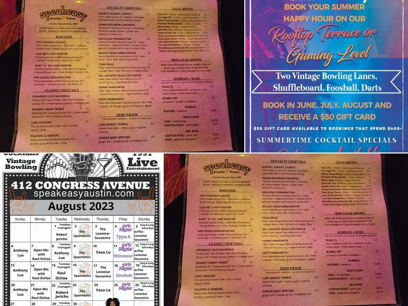 Speakeasy Menu