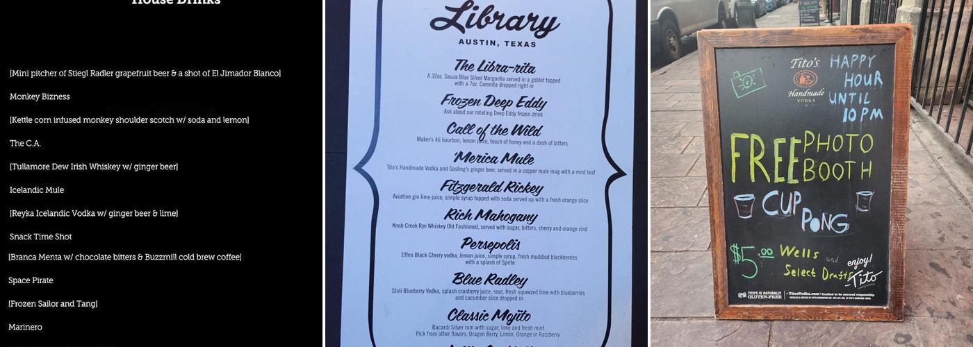 The Library Bar Menu
