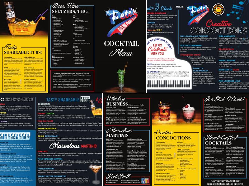 Pete's Dueling Piano Bar Menu
