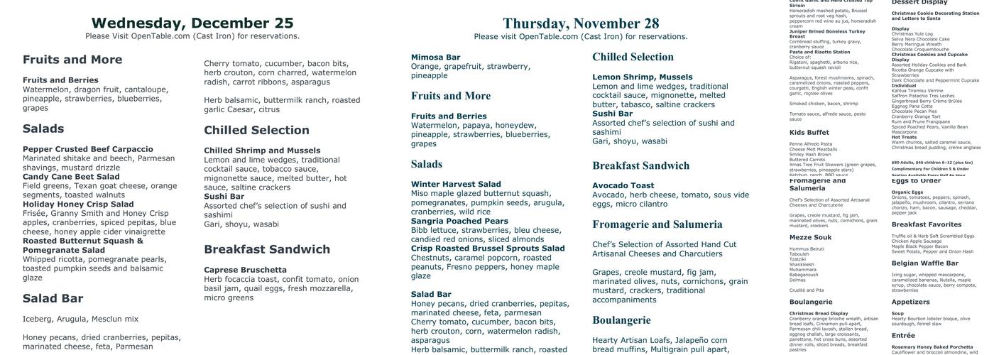 Wine Thief Menu