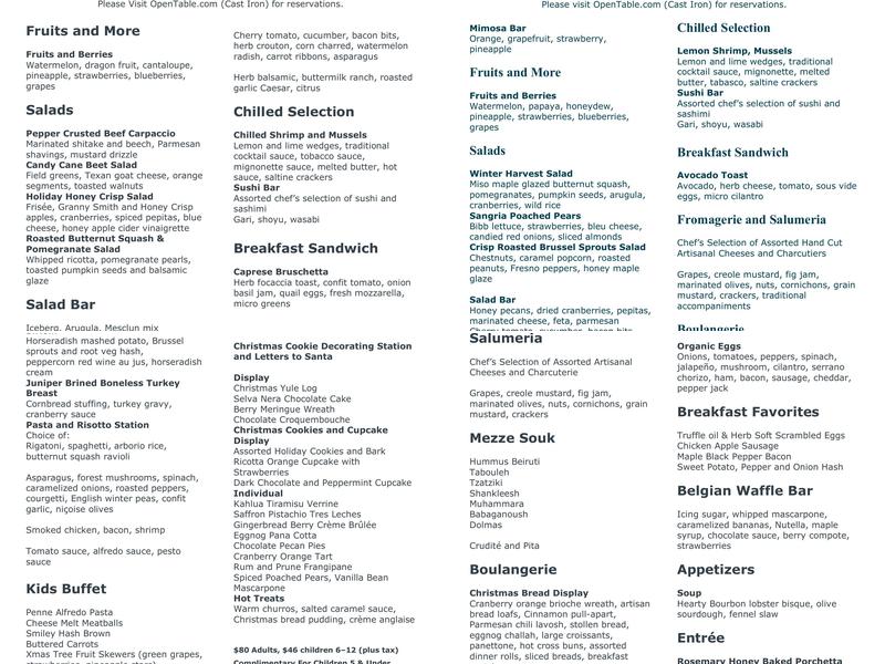 Wine Thief Menu