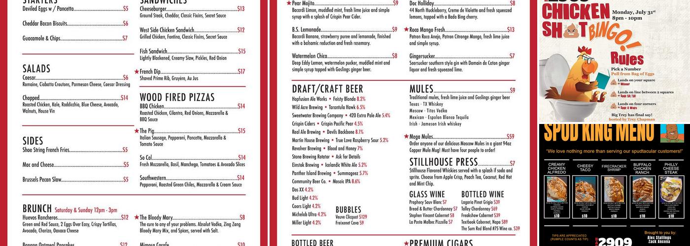 BAR 2909 Menu