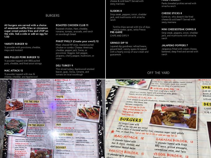 Varsity Tavern Menu