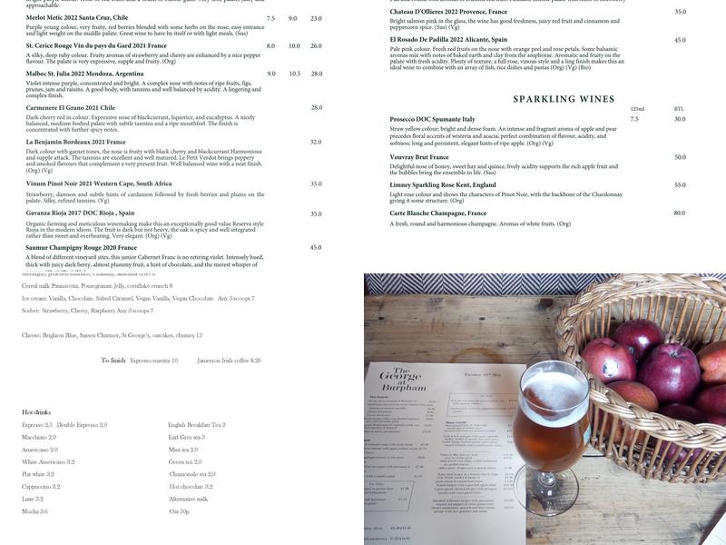 The George at Burpham Menu