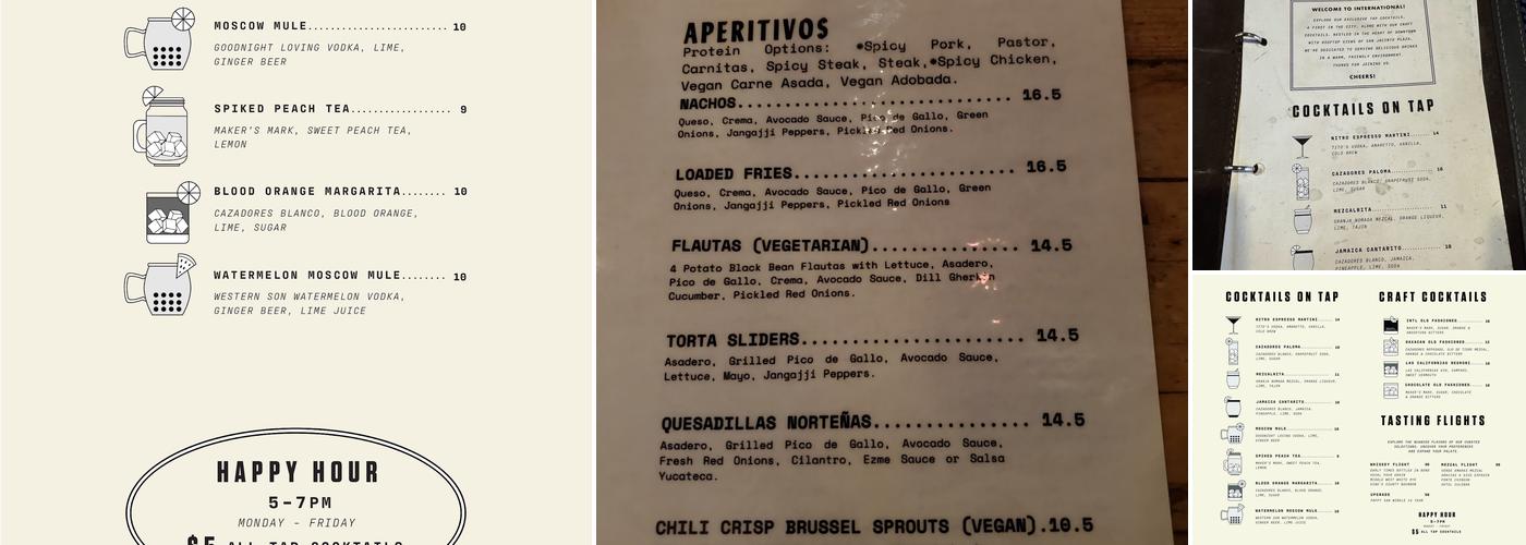 International Bar Menu