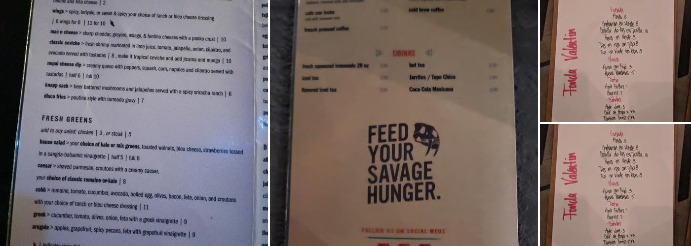 Hope and Anchor Menu