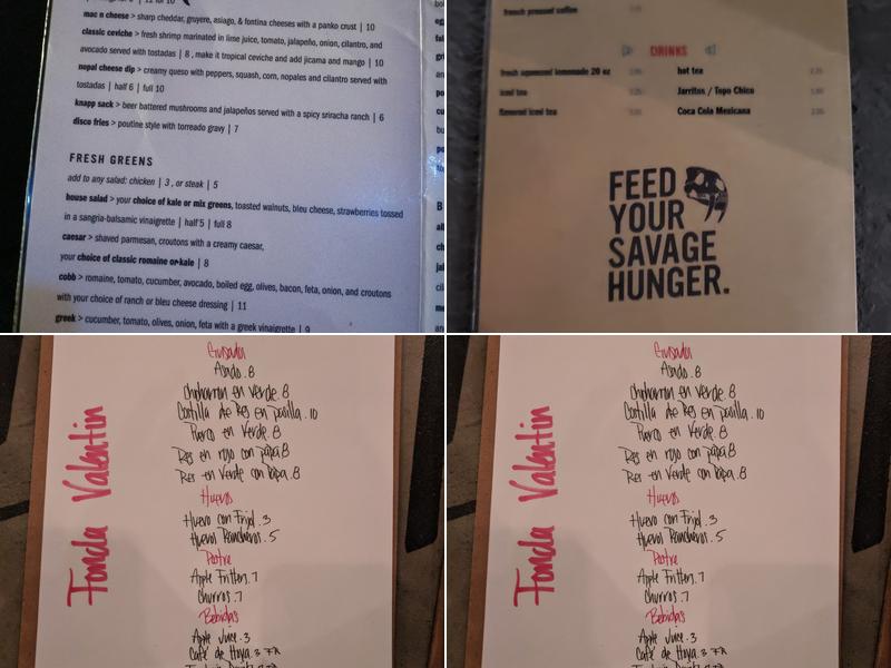 Hope and Anchor Menu