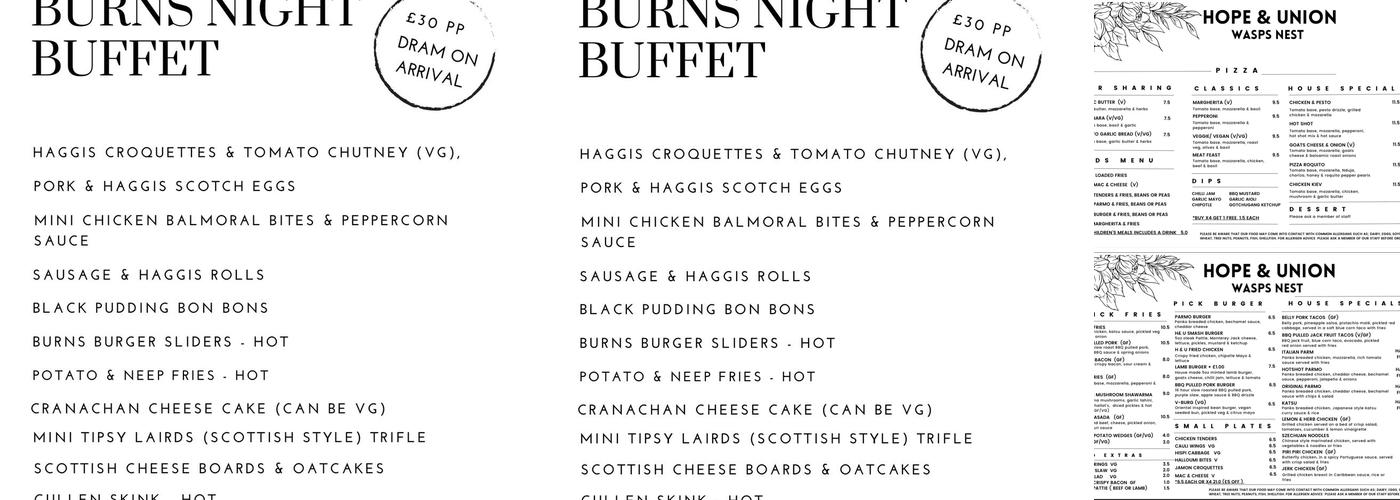 The Wasp's Nest Menu