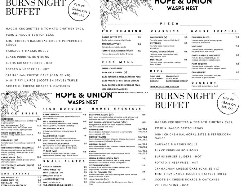 The Wasp's Nest Menu