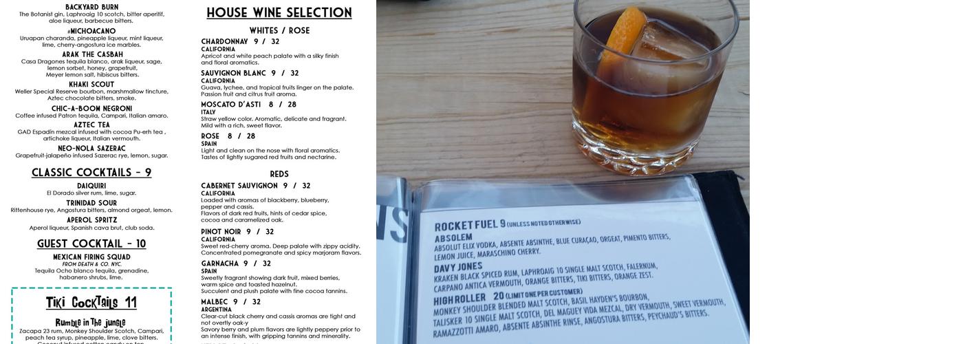 Live @ Black Orchid Lounge Menu