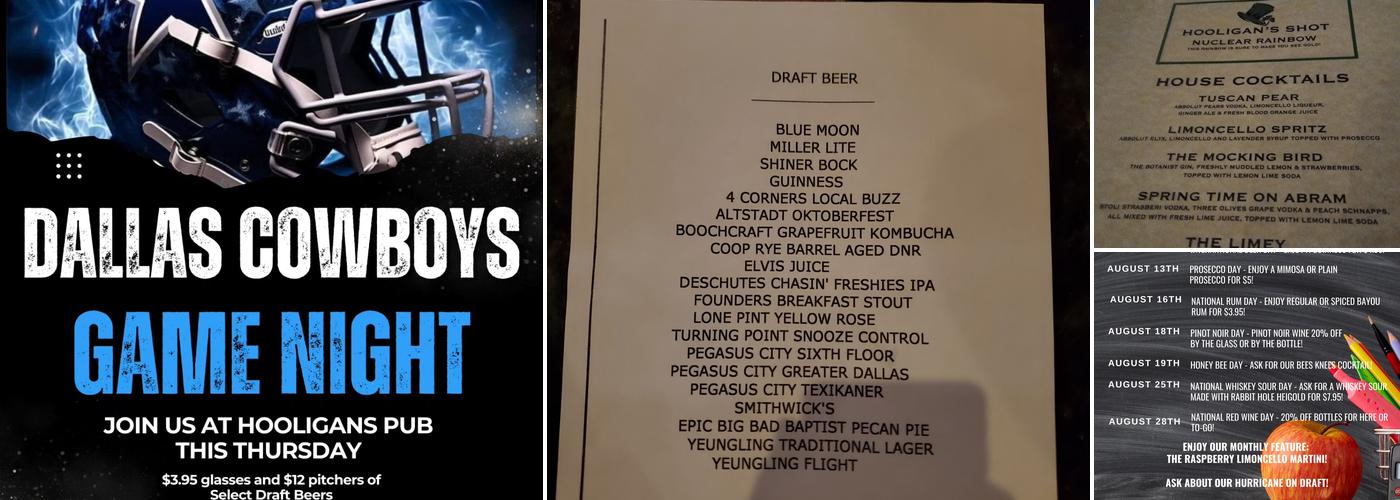 Hooligans Pub Menu