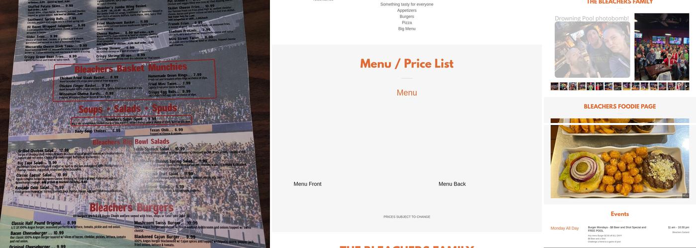 Bleachers Menu