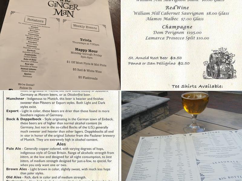 The Ginger Man Menu