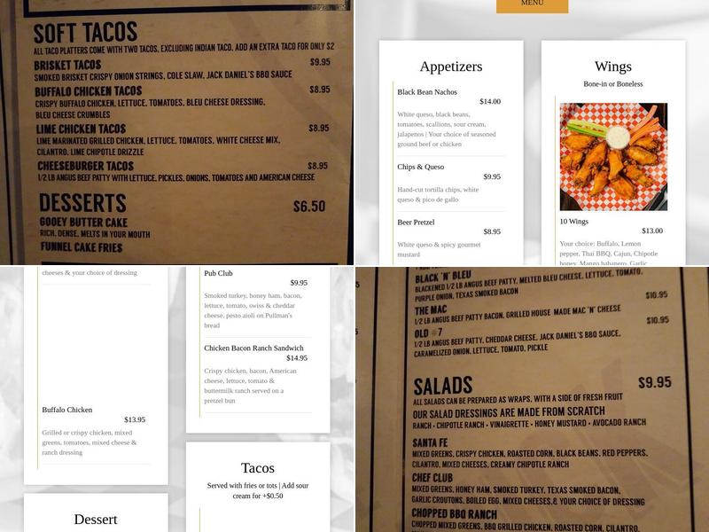 The Mucky Duck Bar Menu