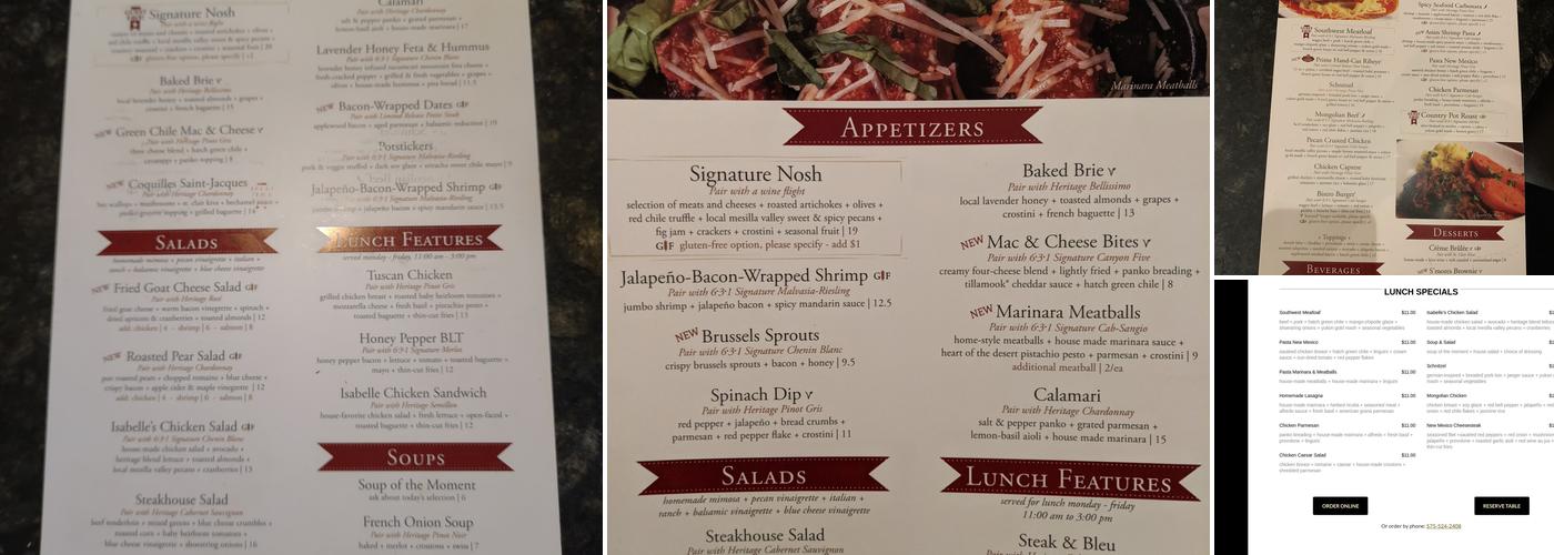 D. H. LESCOMBES WINERY & BISTRO Menu