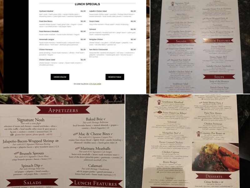 D. H. LESCOMBES WINERY & BISTRO Menu