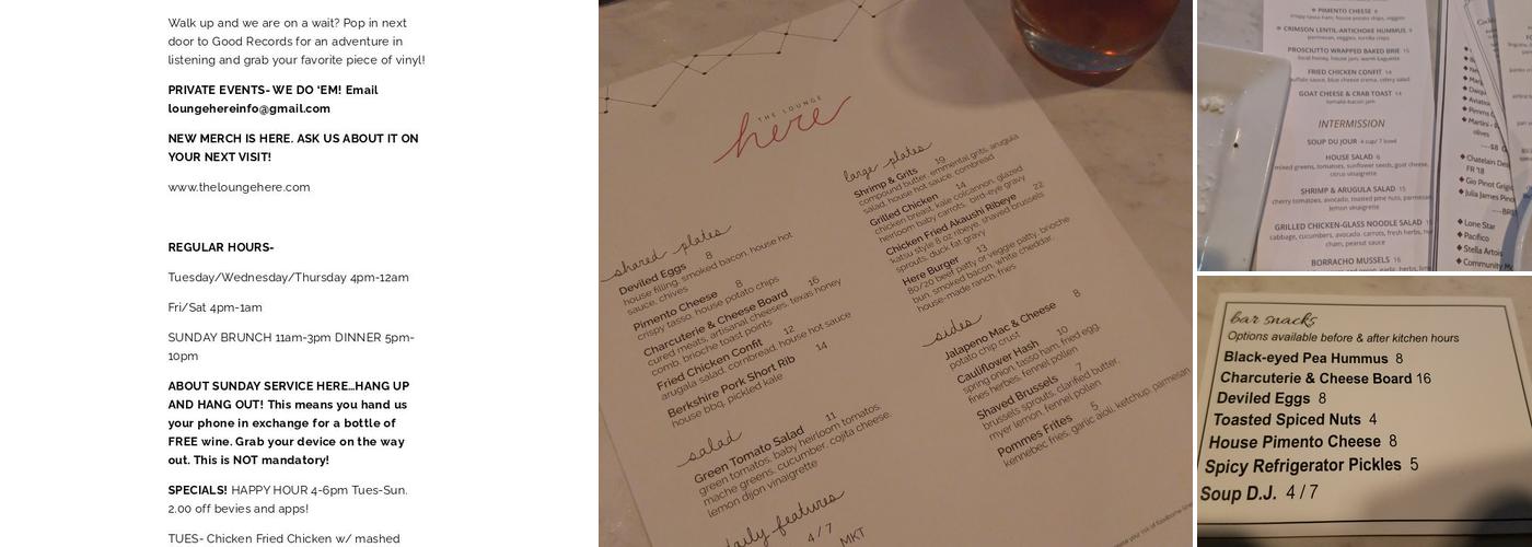 Lounge Here Menu