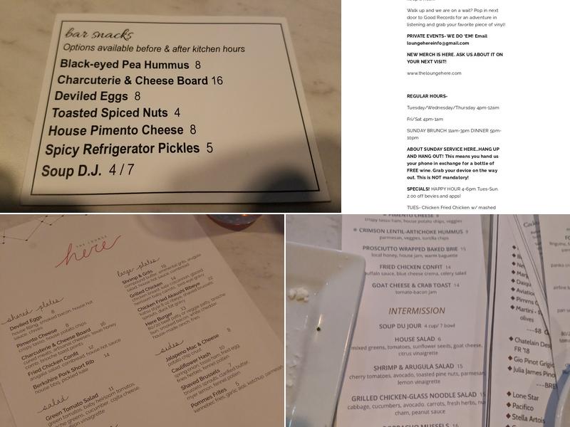 Lounge Here Menu