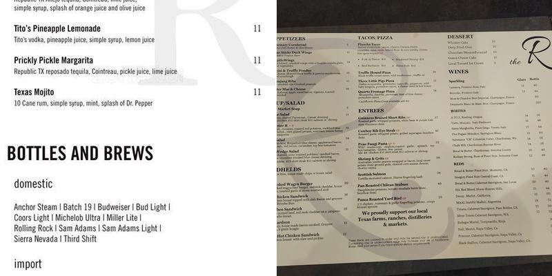 Take Five Lounge Menu