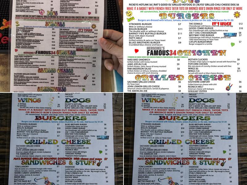 Strokers Ice House Menu