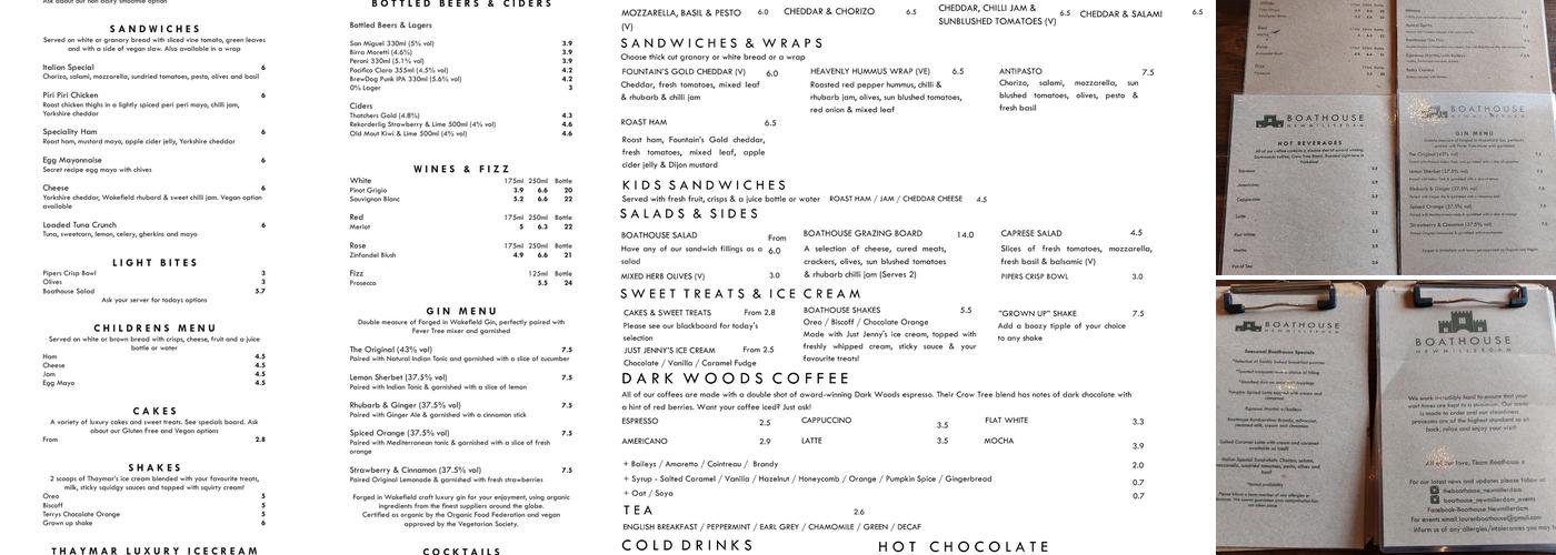 The Boathouse Newmillerdam Menu