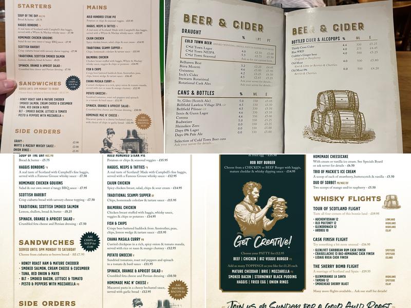 The Auld Hundred Menu