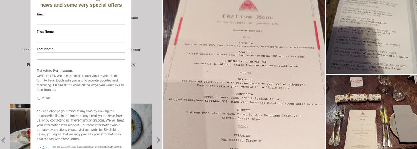 Contini George Street Menu