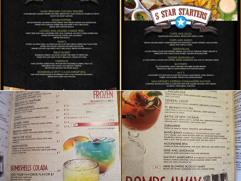 Bombshells Menu