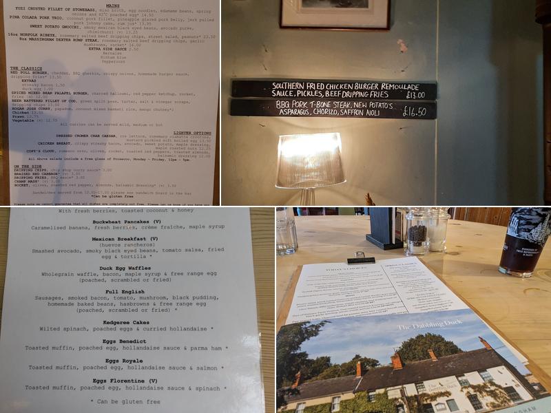 The Dabbling Duck Pub Great Massingham Menu