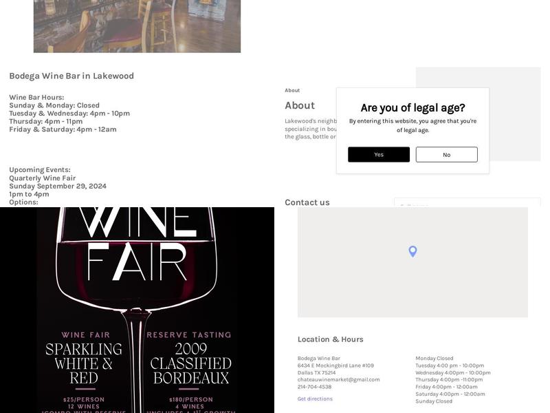 Bodega Wine Bar Menu