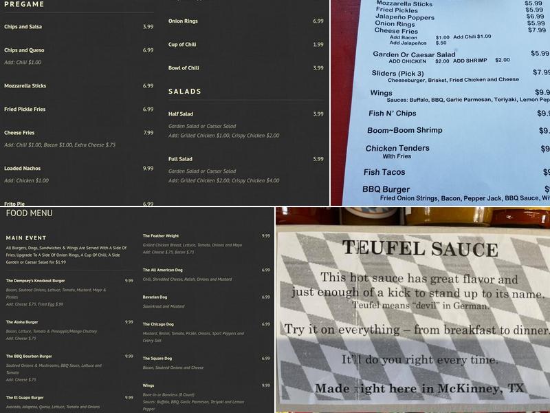 Dempsey's Marketplace Menu