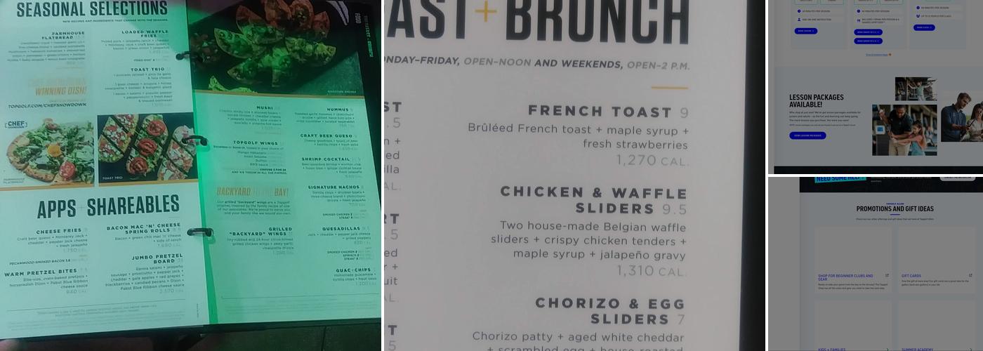 Topgolf Menu