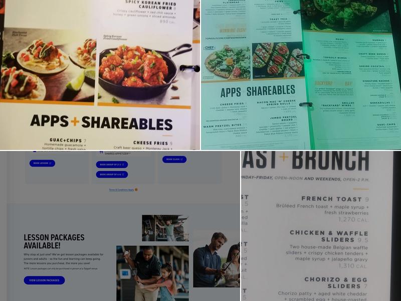 Topgolf Menu