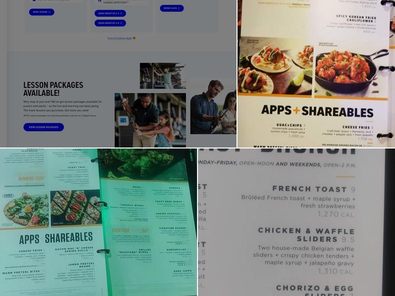 Topgolf Menu