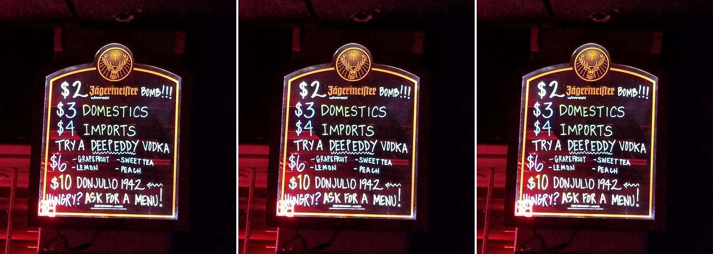 Thirsty Monkey Menu