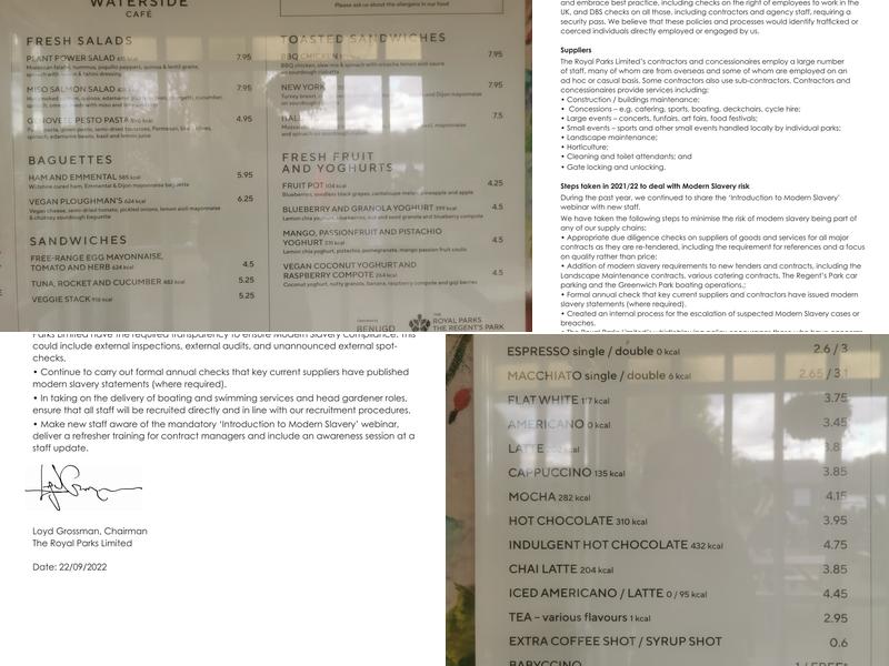 The Waterside Café Menu