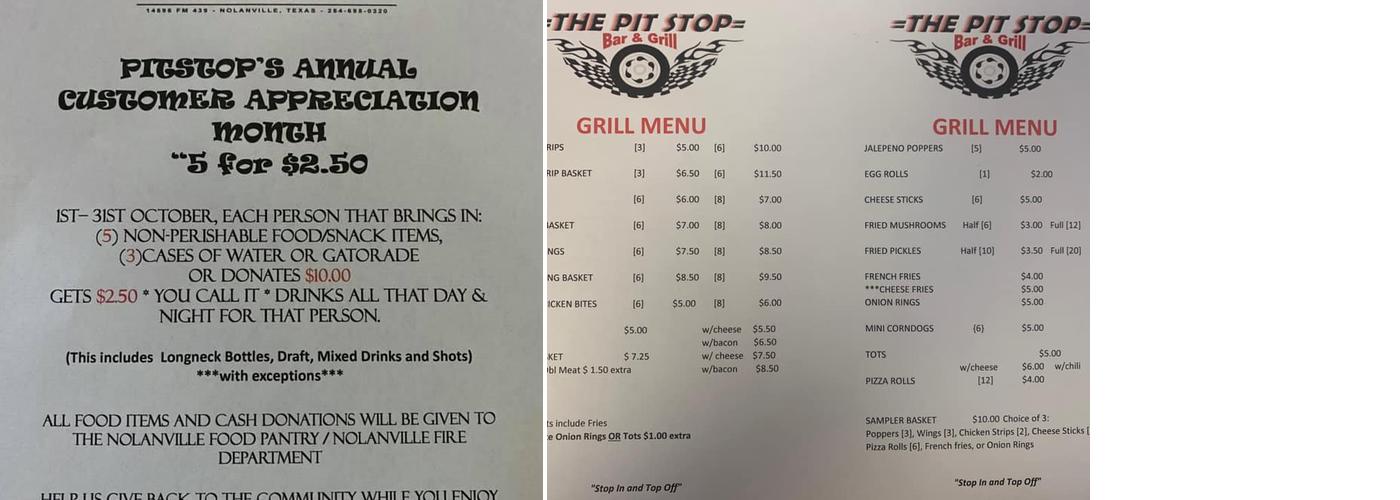 Pit Stop Menu