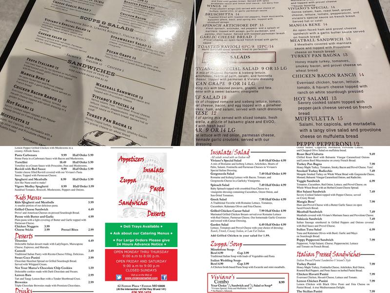 Viviano's Festa Italiano Menu