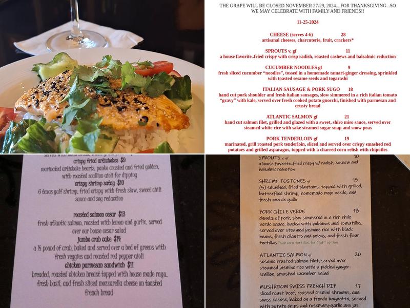 The Grape Wine Bar and Bistro Menu