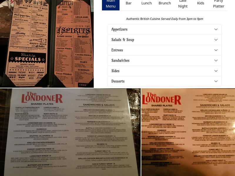 The Londoner Addison Menu