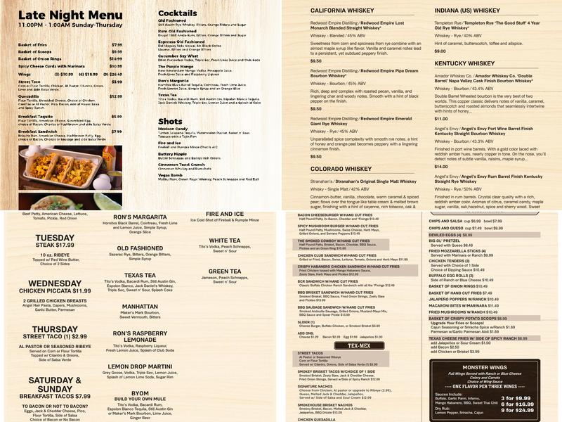 Ron's Place Menu