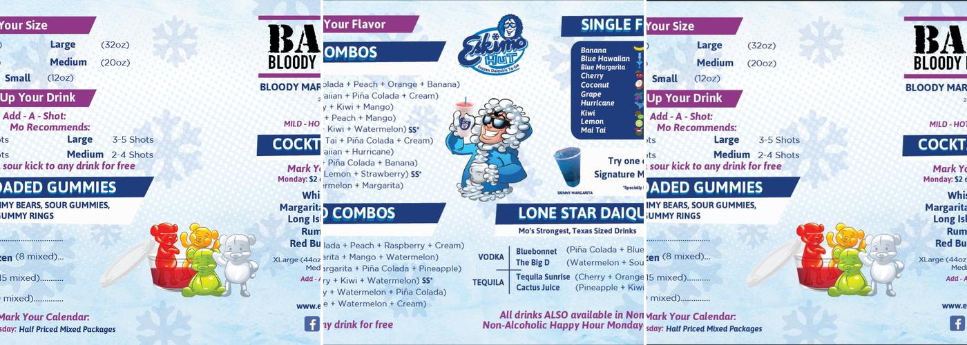 Eskimo Hut - Frozen Daiquiris To-Go Menu