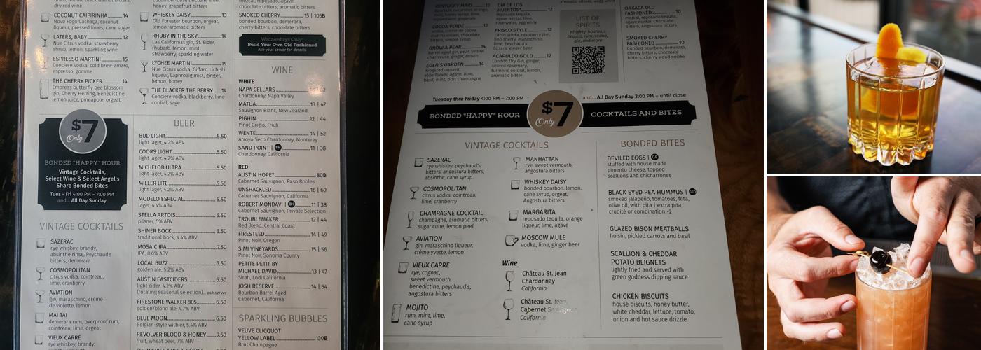 Bottled in Bond Cocktail Parlour & Kitchen Menu