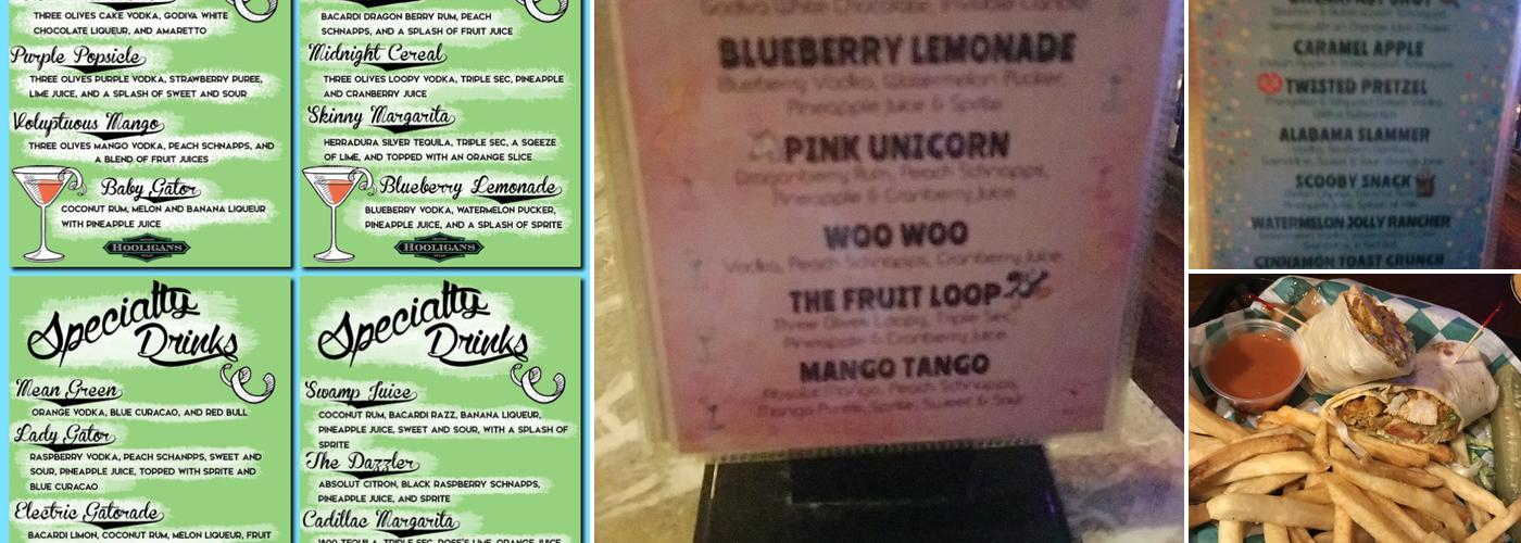 Hooligans Menu