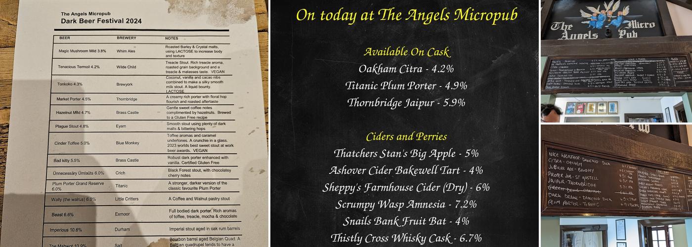 The Angels Micropub Menu