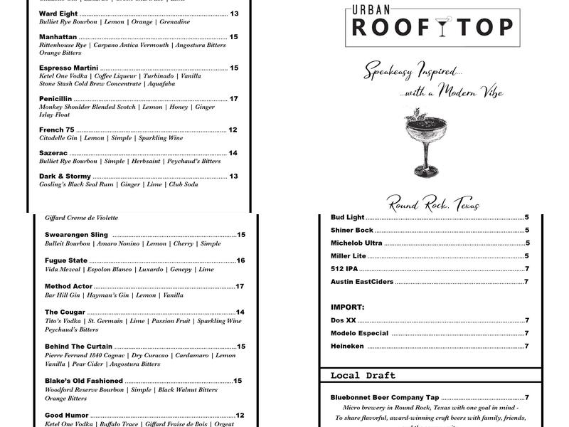 URBAN ROOFTOP Menu
