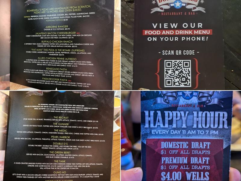 Bombshells Restaurant & Bar Menu