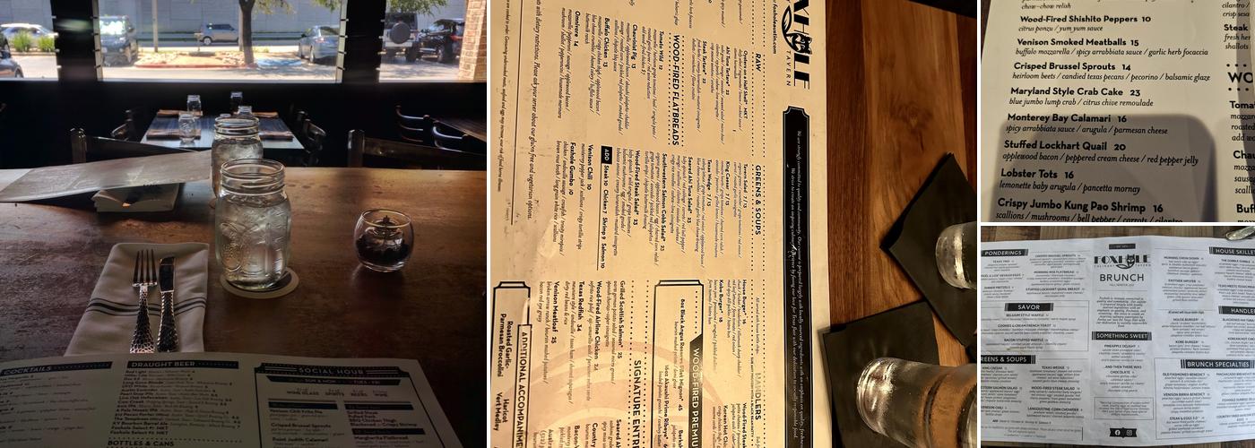 Foxhole Culinary Tavern Menu