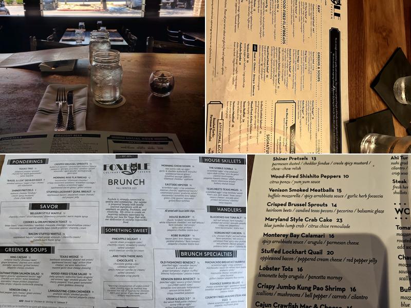 Foxhole Culinary Tavern Menu